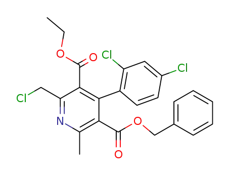 Molecular Structure of 915296-81-0 (2-Chloromethyl-4-(2,4-dichlorophenyl)-6-methylpyridine-3,5-dicarboxylic acid 5-benzyl 3-ethyl ester)