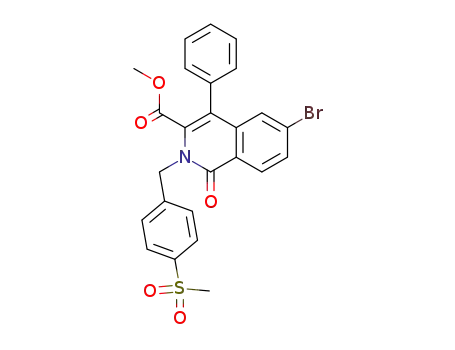 Molecular Structure of 583832-85-3 (3-Isoquinolinecarboxylic acid, 6-bromo-1,2-dihydro-2-[[4-(methylsulfonyl)phenyl]methyl]-1-oxo-4-phenyl-, methyl ester)