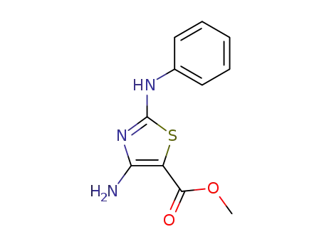 Molecular Structure of 13807-17-5 (5-Thiazolecarboxylic acid, 4-amino-2-(phenylamino)-, methyl ester)