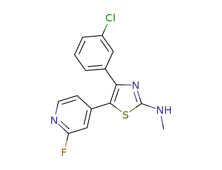 Molecular Structure of 917807-93-3 (2-Thiazolamine, 4-(3-chlorophenyl)-5-(2-fluoro-4-pyridinyl)-N-methyl-)