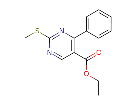 Molecular Structure of 77995-06-3 (Ethyl 2-(methylthio)-4-phenylpyrimidine-5-carboxylate)