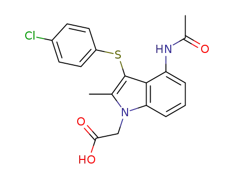 2-(4-Acetamido-3-((4-chlorophenyl)thio)-2-methyl-1H-indol-1-yl)acetic acid