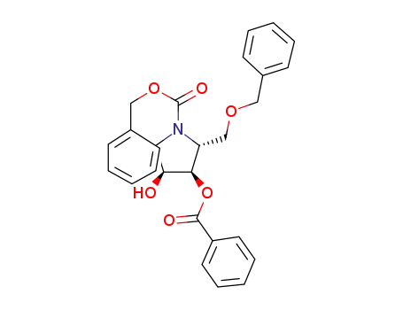 Molecular Structure of 736968-87-9 (1-Pyrrolidinecarboxylic acid,
3-(benzoyloxy)-4-hydroxy-2-[(phenylmethoxy)methyl]-, phenylmethyl
ester, (2R,3R,4S)-)