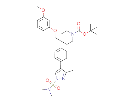 1-Piperidinecarboxylic acid,
4-[4-[1-[(dimethylamino)sulfonyl]-3-methyl-1H-pyrazol-4-yl]phenyl]-4-[(3-
methoxyphenoxy)methyl]-, 1,1-dimethylethyl ester