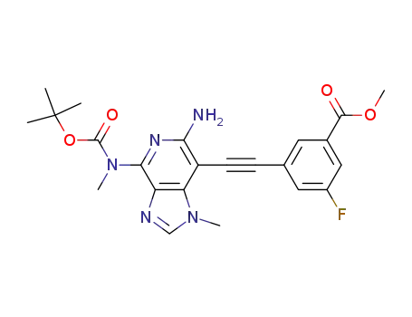 3-((6-amino-4-(tert-butyloxycarbonyl(methyl)amino)-1-methyl-1H-imidazo[4,5-c]pyridine-7-yl)ethynyl)-5-fluorobenzoic acid methyl ester