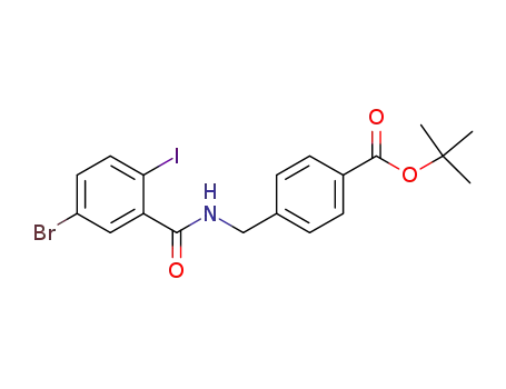 Molecular Structure of 658082-28-1 (Benzoic acid, 4-[[(5-bromo-2-iodobenzoyl)amino]methyl]-,
1,1-dimethylethyl ester)
