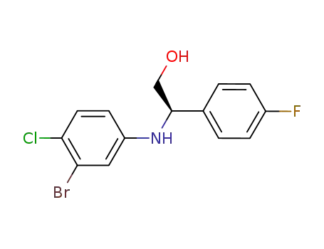 Molecular Structure of 868595-99-7 ((2R)-2-[(3-bromo-4-chlorophenyl)amino]-2-(4-fluorophenyl)ethanol)