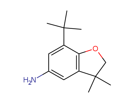 Molecular Structure of 178322-43-5 (5-Benzofuranamine, 7-(1,1-dimethylethyl)-2,3-dihydro-3,3-dimethyl-)