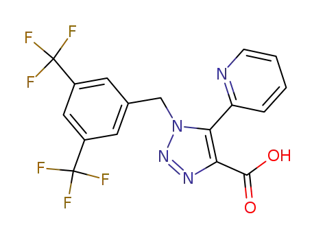 Molecular Structure of 823189-37-3 (1H-1,2,3-Triazole-4-carboxylic acid,
1-[[3,5-bis(trifluoromethyl)phenyl]methyl]-5-(2-pyridinyl)-)