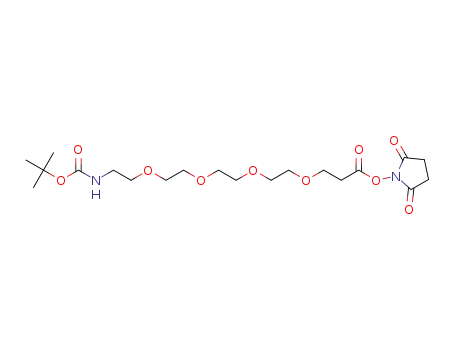 Molecular Structure of 859230-20-9 (5,8,11,14-Tetraoxa-2-azaheptadecanedioic acid, 1-(1,1-dimethylethyl) 17-(2,5-dioxo-1-pyrrolidinyl) ester)