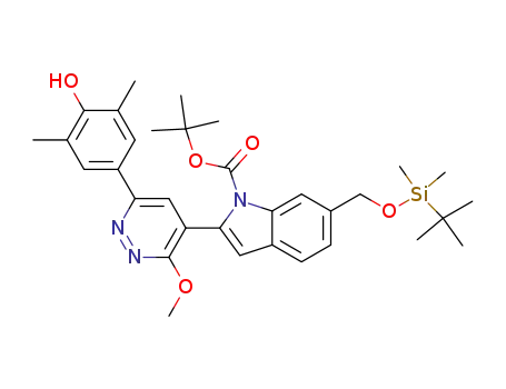 6-(tert-butyldimethylsiloxymethyl)-2-[6-(4-hydroxy-3,5-dimethyl-phenyl)-3-methoxy-pyridazin-4-yl]-indole-1-carboxylic acid tert-butyl ester