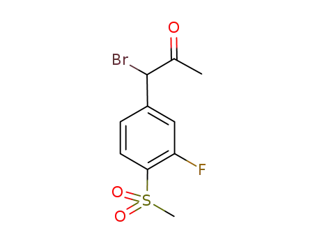 Molecular Structure of 593960-59-9 (2-Propanone, 1-bromo-1-[3-fluoro-4-(methylsulfonyl)phenyl]-)