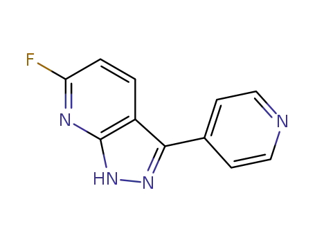 Molecular Structure of 552331-67-6 (6-fluoro-3-(pyridin-4-yl)-1H-pyrazolo[3,4-b]pyridine)