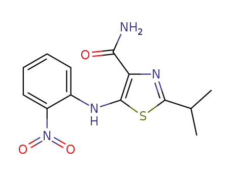Molecular Structure of 612505-10-9 (4-Thiazolecarboxamide, 2-(1-methylethyl)-5-[(2-nitrophenyl)amino]-)
