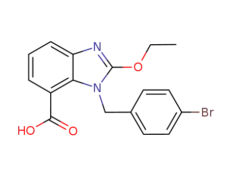 Molecular Structure of 854538-90-2 (1-(4-bromobenzyl)-2-ethoxy-benzoimidazole-7-carboxylic acid)
