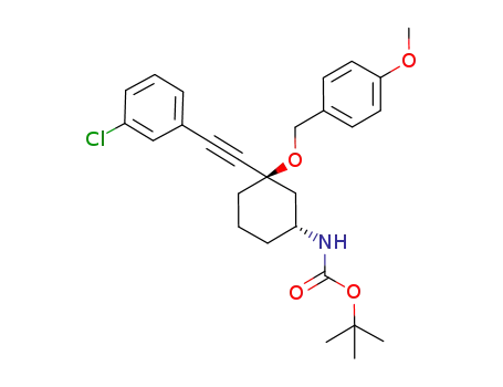 [(1R,3R)-3-(3-chloro-phenylethynyl)-3-(4-methoxy-benzyloxy)-cyclohexyl]-carbamic acid tert-butyl ester