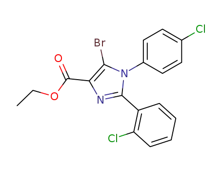 Molecular Structure of 784181-24-4 (1H-Imidazole-4-carboxylic acid,
5-bromo-2-(2-chlorophenyl)-1-(4-chlorophenyl)-, ethyl ester)