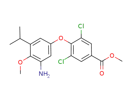 Molecular Structure of 649725-21-3 (Benzoic acid,
4-[3-amino-4-methoxy-5-(1-methylethyl)phenoxy]-3,5-dichloro-, methyl
ester)