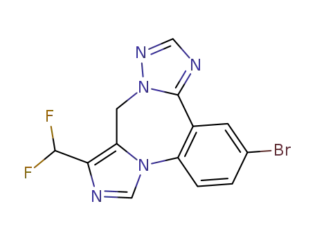 Molecular Structure of 883093-10-5 (3-broMo-10-(difluoroMethyl)-9H-benzo[f]iMidazo[1,5-a][1,2,4]triazolo[1,5-d][1,4]diazepine)