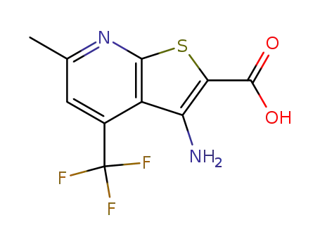 Molecular Structure of 610259-30-8 (3-amino-6-methyl-4-(trifluoromethyl)thieno[2,3-b]pyridine-2-carboxylic acid)