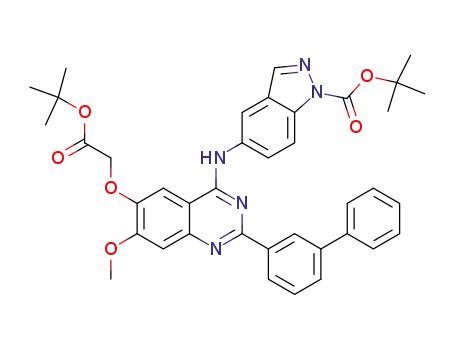 Molecular Structure of 911418-16-1 (tert-butyl 5-(6-(2-tert-butoxy-2-oxoethoxy)-2-[(3-phenyl)phenyl]-7-methoxyquinazolin-4-ylamino)-1H-indazole-1-carboxylate)