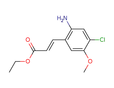 Molecular Structure of 685535-00-6 (2-Propenoic acid, 3-(2-amino-4-chloro-5-methoxyphenyl)-, ethyl ester,
(2E)-)