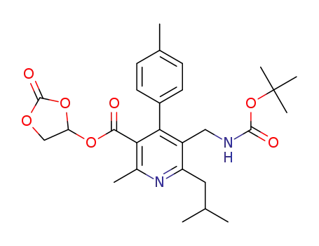 Molecular Structure of 851581-43-6 (2-oxo-1,3-dioxolan-4-yl 5-{[(tert-butoxycarbonyl)amino]methyl}-6-isobutyl-2-methyl-4-(4-methylphenyl)nicotinate)