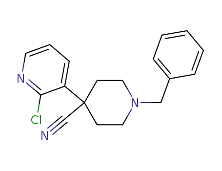 Molecular Structure of 845552-77-4 (4-Piperidinecarbonitrile, 4-(2-chloro-3-pyridinyl)-1-(phenylmethyl)-)