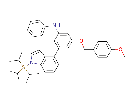 Molecular Structure of 915412-21-4 ([3-(4-methoxy-benzyloxy)-5-(1-triisopropylsilanyl-1H-indol-4-yl)-phenyl]-phenyl-amine)