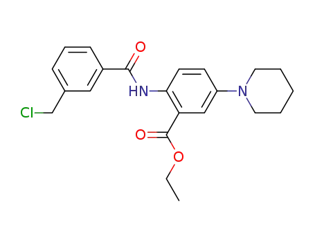 Molecular Structure of 773071-42-4 (2-(3-chloromethyl-benzoylamino)-5-piperidin-1-yl-benzoic acid ethyl ester)