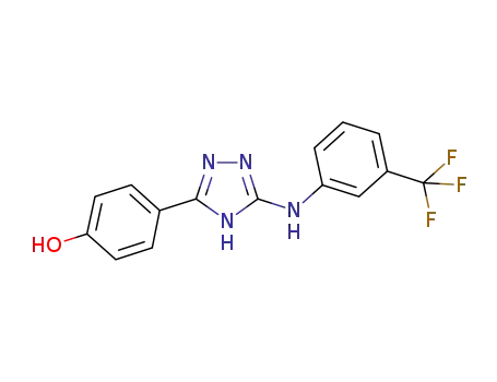 Molecular Structure of 877874-79-8 (4-(5-(3-(TRIFLUOROMETHYL)PHENYLAMINO)-4H-1,2,4-TRIAZOL-3-YL)PHENOL)