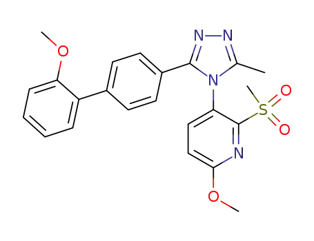 Molecular Structure of 911062-33-4 (6-methoxy-3-[3-(2'-methoxybiphenyl-4-yl)-5-methyl-4H-1,2,4-triazol-4-yl]-2-(methylsulfonyl)pyridine)