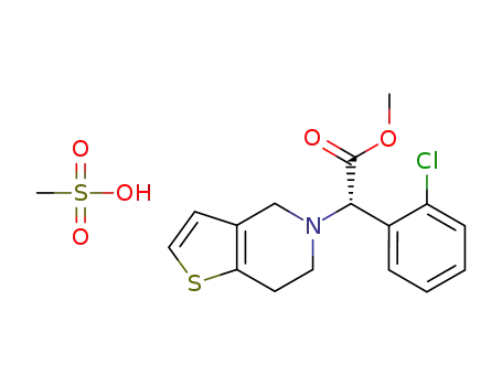 Molecular Structure of 744256-72-2 (methyl (2S)-(2-chlorophenyl)(6,7-dihydrothieno[3,2-c]pyridin-5(4H)-yl)ethanoate methanesulfonate)
