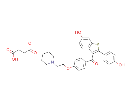 Molecular Structure of 676636-09-2 (Butanedioic acid, compd. with
[6-hydroxy-2-(4-hydroxyphenyl)benzo[b]thien-3-yl][4-[2-(1-piperidinyl)eth
oxy]phenyl]methanone (1:1))