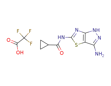 Molecular Structure of 937037-30-4 (cyclopropanecarboxylic acid (3-amino-1H-pyrazolo[3,4-d]thiazol-5-yl)-amide, trifluoroacetic acid)