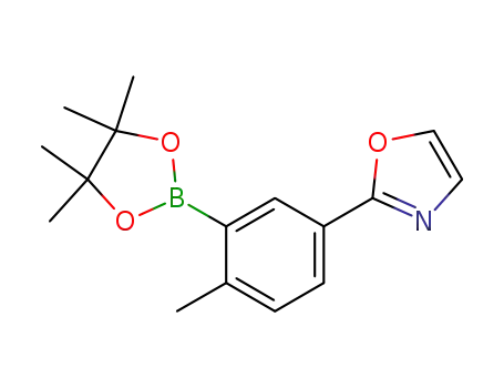 Molecular Structure of 945226-59-5 (2-[4-METHYL-3-(4,4,5,5-TETRAMETHYL-1,3,2-DIOXABOROLAN-2-YL)PHENYL]OXAZOLE)