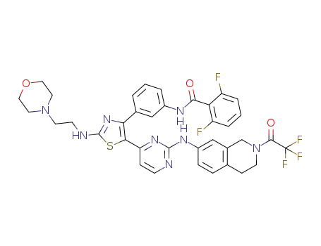 2,6-difluoro-N-(3-(2-((2-(4-morpholinyl)ethyl)amino)-5-(2-((2-(trifluoroacetyl)-1,2,3,4-tetrahydro-7-isoquinolinyl)amino)-4-pyrimidinyl)-1,3-thiazol-4-yl)phenyl)benzamide