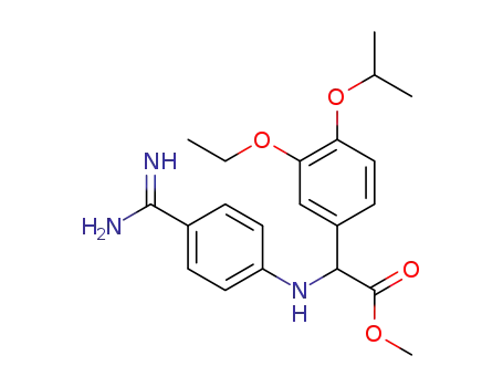 Molecular Structure of 883574-18-3 ((4-Carbamimidoylphenylamino)-(3-ethoxy-4-isopropoxyphenyl)acetic acid methyl ester)