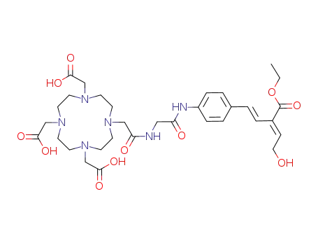 10-(2-(2-(4-((1E,3E)-3-ethoxycarbonyl-5-hydroxypenta-1,3-dienyl)-phenylamino)-2-oxoethylamino)-2-oxoethyl)-1,4,7,10-tetraazacyclododecane-1,4,7-triacetic acid