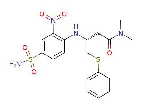 Molecular Structure of 406233-34-9 ((R)-N,N-Dimethyl-3-[(2-nitro-4-sulfamoylphenyl)amino]-4-phenylsulfanylbutanamide)