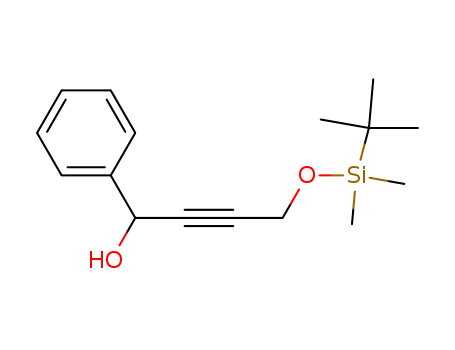 Molecular Structure of 144425-46-7 (Benzenemethanol,
a-[3-[[(1,1-dimethylethyl)dimethylsilyl]oxy]-1-propynyl]-)