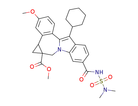 cycloprop[d]indolo[2,1-a][2]benzazepine-1a(2H)-carboxylic acid, 8-cyclohexyl-5-[[[(dimethylamino)sulfonyl]amino]carbonyl]-1,12b-dihydro-11-methoxy-, methyl ester, (+/-)-