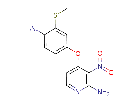 Molecular Structure of 884340-41-4 (4-(4-amino-3-(methylthio)phenoxy)-3-nitropyridin-2-amine)