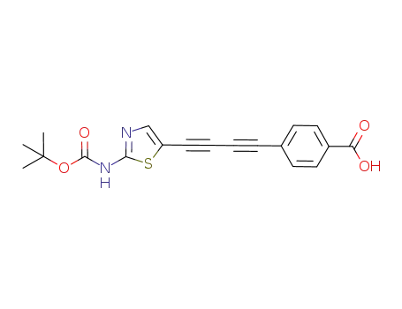 Molecular Structure of 1093192-91-6 (4-((2-(tert-butoxycarbonylamino)thiazol-5-yl)buta-1,3-diynyl)benzoic acid)