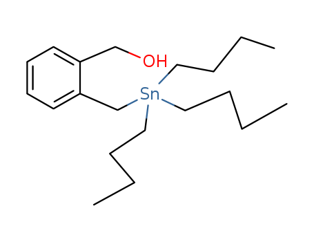 Molecular Structure of 113431-27-9 (Benzenemethanol, 2-[(tributylstannyl)methyl]-)