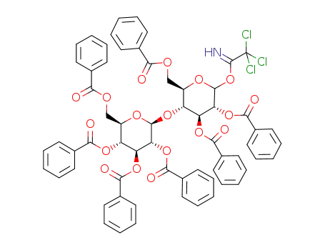 Molecular Structure of 736969-78-1 (2,3,4,6-tetra-O-benzoyl-β-D-glucopyranosyl-(1-4)-1,2,3,6-tetra-O-benzoyl-D-glucopyranosyl trichloroacetimidate)