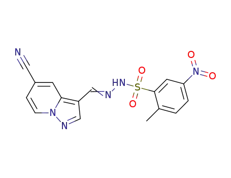 Molecular Structure of 1101118-71-1 (N'-((5-cyanopyrazolo[1,5-a]pyridin-3-yl)methylene)-2-methyl-5-nitrobenzenesulfonohydrazide)
