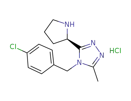 Molecular Structure of 1140496-10-1 ((R)-4-(4-chlorobenzyl)-3-methyl-5-(pyrrolidin-2-yl)-4H-1,2,4-trazole hydrochloride)
