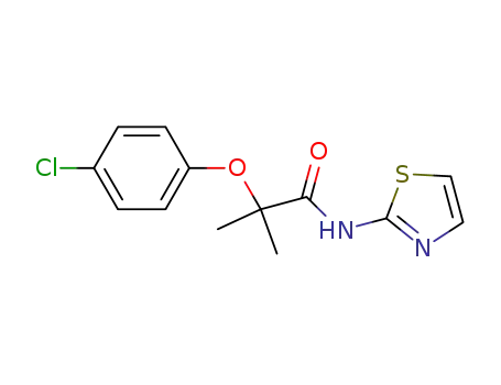 Molecular Structure of 404360-27-6 (2-(4-chloro-phenoxy)-2-methyl-N-thiazol-2-yl-propionamide)