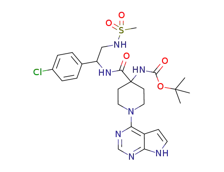 tert-butyl 4-(1-(4-chlorophenyl)-2-(methylsulfonamido)ethylcarbamoyl)-1-(7H-pyrrolo[2,3-d]pyrimidin-4-yl)piperidin-4-ylcarbamate